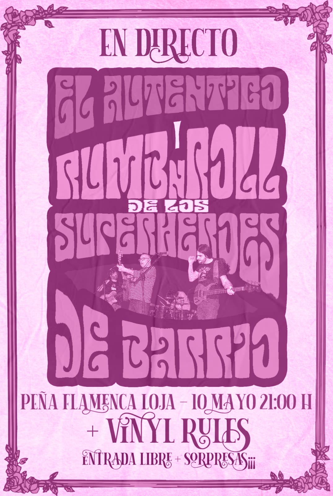 Presentación El Auténtico Rumb'n'Roll de los Superhéroes de Barrio en la Peña Flamenca Alcazaba de Loja